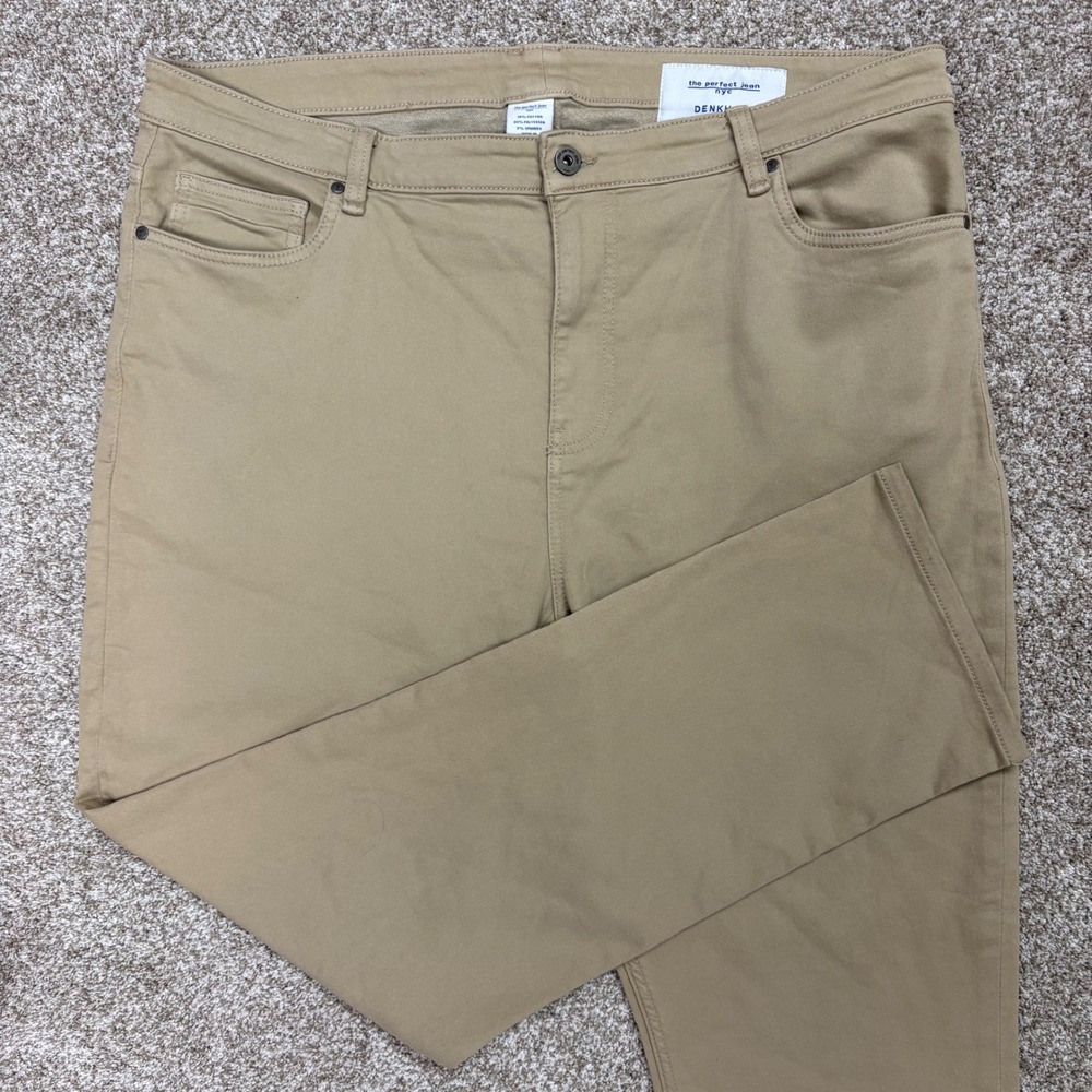 The Perfect Jean NYC Denkhaki Pants Mens 40x30 Tan Slim Thick Stretch Chinos